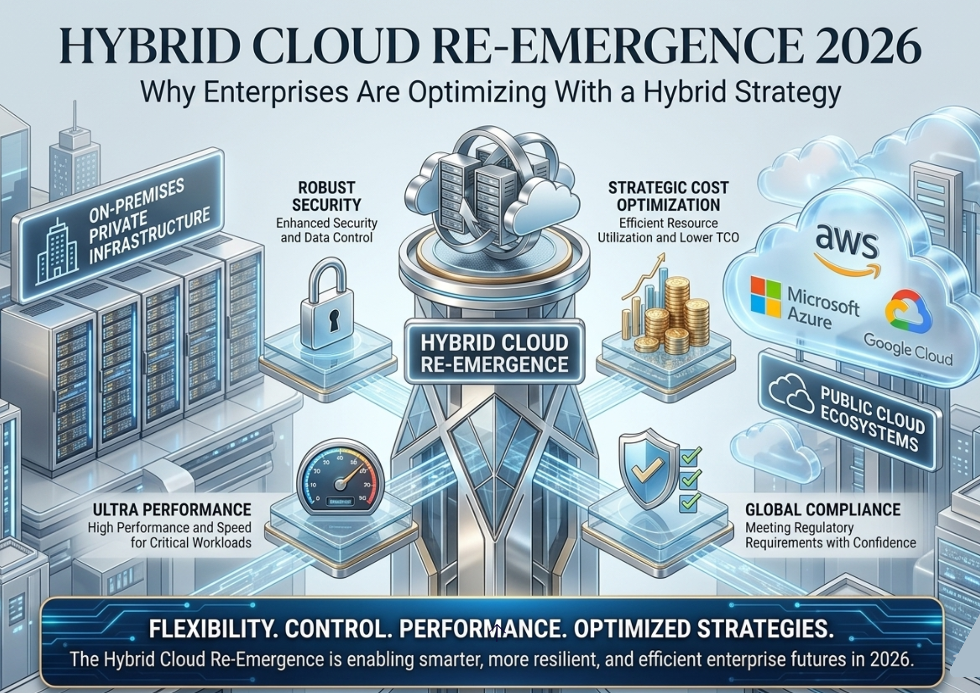 Hybrid Cloud Re-Emergence in 2026 — why enterprises are optimizing with a hybrid strategy across on-premises, private, and public cloud